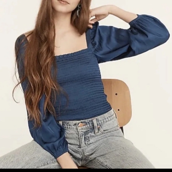 J. Crew Silk Square Neck Smocked Top Size Small - Picture 7 of 7